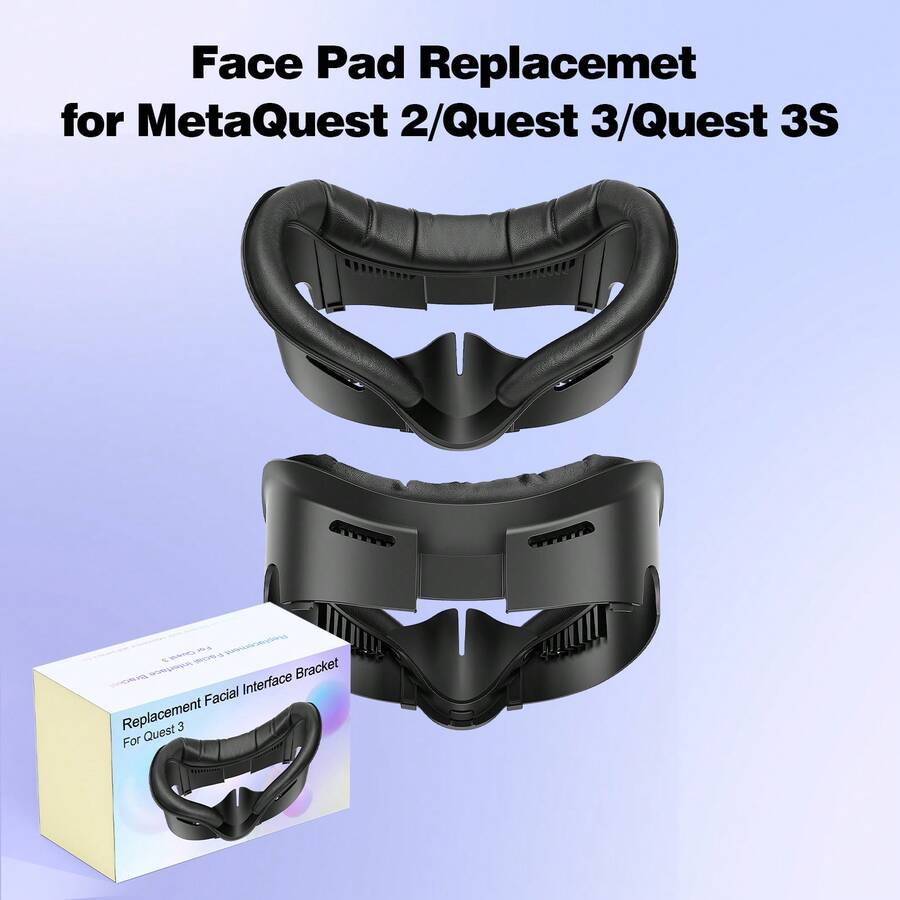 3-In-1 Face Mask Cushion Pad Cover Compatible With Quest 2/Quest 3/Quest 3S Facial Interface Replacement Pad Upgraded Version, Vr FaceFace Pad Cover Black