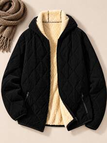 Men's Casual Sports Hooded Jacket, Zipper Closure, Regular Fit For Hiking, Running, Outdoor Activities And Christmas Outdoor Outfits - Black - View 2