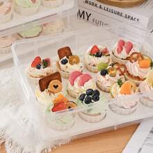 3Tier Stackable Cupcake Carrier Box Muffin Cake Holder Plastic Clear Container W - UK-L389701 - View 7