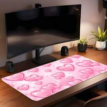 1 buah Alas Mouse Gaming Ekstra Besar Motif Hati Merah Muda yang Lucu, Alas Karet Anti Selip, Permukaan Kain Lembut Berjahit, Alas Meja Ukuran Besar, Cocok untuk Kantor, Rumah, Bermain Game, Belajar, Hadiah Sempurna untuk Teman, Remaja, dan Gamer - View 11