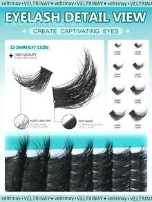 192/224/256/288/320pcs Fluffy Cat Eye Lash Clusters 3D Volume Cluster Lashes 60-150D Thick Soft Individual Lashes Natural Look DIY Lashes Curly Wispy False Eyelashes Multi-Layer Dramatic Fake Eyelashes For Beginners, Dates, Parties, Festivals - View 3