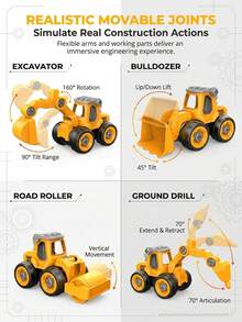 Bộ đồ chơi xe công trình tháo lắp cho trẻ em, xe công trình lắp ráp DIY kèm tua vít, đồ chơi khối xây dựng giáo dục, quà tặng học tập thực hành phù hợp cho bé trai và bé gái - Nhiều màu - Xem 8