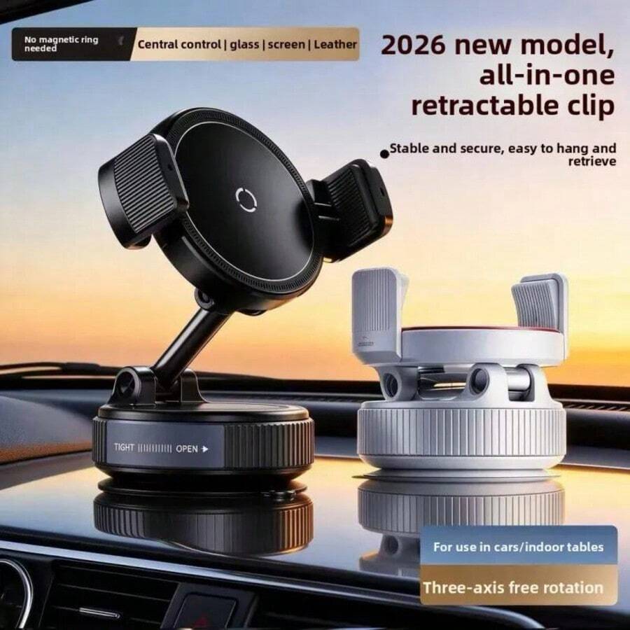 Black Car Phone Holder, Vacuum Suction Cup Doesn't Damage Car, Secure Grip Doesn't Damage Phone, Rotatable, Dedicated Car Navigation Holder - Black - View 1