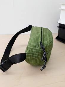 1PC New Minimalist Plaid Chest Bag, Casual And Elegant, Zipper Design, Adjustable Shoulder Strap, Suitable For School, Travel, Can Easily Hold Daily Essentials, Versatile Item, Applicable To Various Styles And Occasions, Highly Adaptable Style - Multicolor - View 7