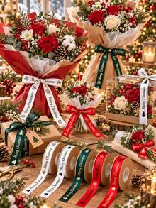 Pita Satin Bertuliskan "Merry Christmas" dalam Bahasa Inggris Sepanjang 10 Yard, Motif Kepingan Salju & Pohon Natal 1,0 cm, Tersedia Berbagai Warna, Kain Halus Mudah Diikat. Cocok untuk Kemasan Kotak Hadiah Natal, Dekorasi Kartu Ucapan, Ornamen Pohon Natal, Pengikat Kotak Hadiah Kue, Pita DIY, Pita Dekorasi Buatan Tangan untuk Suvenir Pesta Liburan. - Pita foil emas - View 2