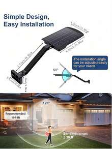 Set 2/1 buah Lampu Dinding Luar Ruangan Tahan Air Bertenaga Surya, Lampu Sorot 168 LED dengan Sensor Gerak, Lampu Keamanan Tenaga Surya, Cocok untuk Garasi Luar Ruangan, Taman, Halaman, Gudang, Talang, Jalan Setapak Taman, dan Lainnya - beraneka warna - View 10
