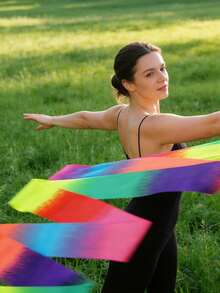 1/3 Pcs Gymnastics Ribbon Wands, Beach Outdoor Party Magic Wands And Ribbon Gifts, Shiny Ombre Color Rhythmic Gymnastics Ribbons, Rhythmic Gymnastics Ribbon Gifts Streamers And Rotating Rods, Artistic Gymnastics And Ballet Spinning Ribbons - Multicolor - View 12