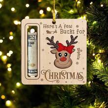 6pcs Reindeer Christmas Money Holder Set - Cute Wooden Ornaments For Youngsters, Perfect Holiday Gift & Decor - Apricot - View 7