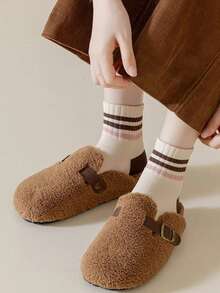 1/5 Pairs Maillard Color Series White Socks Women Spring/Autumn Mid-Calf Socks Ins Autumn/Winter Seamless Short Striped - Multicolor - View 2