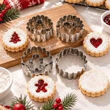Bộ 9 khuôn cắt bánh quy Linzer Giáng Sinh, khuôn tròn bằng thép không gỉ dùng cho bánh quy đường, bánh ngọt, fondant, phô mai, trái cây và đồ ăn nhẹ tiệc Giáng Sinh - Xem 1