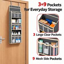 9-Pocket Design, 3-Layer Large Capacity Gray Hanging Organizer, Over-The-Door Hanging Storage Bag, Multi-Layer Space To Meet Daily Home Organization Needs, Independent Pockets For Convenient Storage Of Various Daily Small Items, Effectively Reducing Space Clutter, Suitable For Bedroom, Bathroom, Dormitory And Closet Use, Ideal Christmas Gift 1pc - View 4