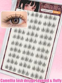 90pcs Glue-Free Self-Adhesive False Eyelash Clusters, Camellia Fluffy Lightweight Feather-Like Texture, Natural Curl, Comfortable DIY Eyelash Extensions, Easy To Wear, Suitable For Daily, Date, Party, Travel, Vacation, Christmas And Holiday Makeup - C - View 5
