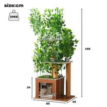 158cm Tall Tree-Shaped Scratching Post With Three Platforms And A Cat Cave – Made From Animal-Friendly Materials, With Removable Leaves – Ideal For Cats To Hide And Climb - Green - View 12
