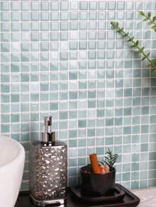 2D10-Inch X 10-Inch Waterproof Textured Vinyl DIY Wallpaper, Self-Adhesive Peel And Stick Tile Backsplash, Small Square Stick-On Tiles For Home Decor - Mosaic Faux Tile - View 1