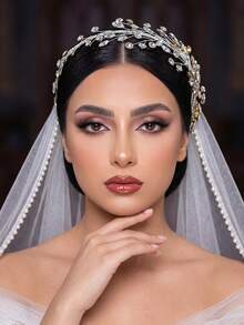 1pc Shiny Rhinestone Bridal Hairband Elegant Women's Headwear Perfect For Weddings And Parties - Silver - View 5