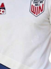 USA Soccer Themed 2pcs Men's Set, Striped Contrast Color Print Short Sleeve Shorts, Loose Breathable Sports Casual Daily Wear - Multicolor - View 5