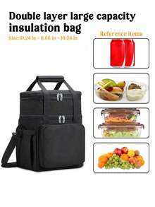 Double Layer Thickened Insulated Cooler Bag, Large Capacity Portable Lunch Box, Outdoor Picnic Cold Storage Bag, Camping Fresh-Keeping Bag - Multicolor - View 5
