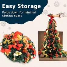 Christmas Tree Decoration Set With Red Gold Ribbon Garland And Christmas Ball Ornaments, Luxury Holiday Xmas Tree Decor Kit, Festive Indoor Home Party Decorations - Multicolor - View 4