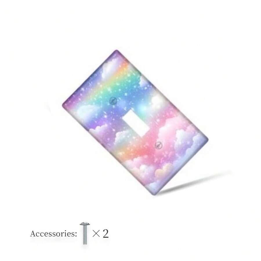 1pc 1-Gang/2-Gang Glitter Rainbow Wall Plate | Acrylic Printed Panel Power Outlet Cover, Suitable For Bedroom, Kitchen, Home Decor - No Electricity Required