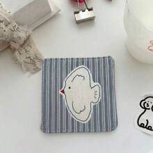 Miếng lót ly vải thêu họa tiết hoạt hình chim, trăng và cá, phong cách tối giản INS vintage trang trí bàn làm việc hàng ngày - Nhiều màu - Xem 9