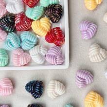 Acrylic Solid Color Ab Color Plated Woven Love Diy Bag Hanging Key Chain Mobile Phone Chain Beads Straight Hole Fried Dough Twists Heart - Multicolor - View 3