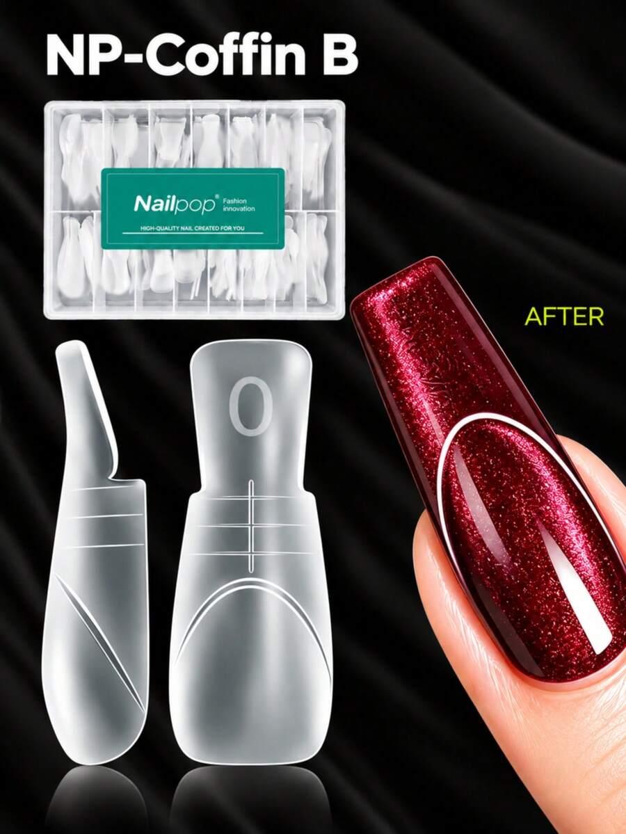 nailpop Trapezoid French Line Dual-Use Nail Molds Transparent Acrylic Top Molds For French Manicure Extension Fast Shaping Gel Molds Reusable Suitable For Home Salon Beginners - Clear - View 1