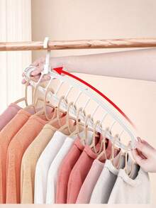 11-Hole Space-Saving Clothes Hanger, Multi-Functional Foldable Rotating Hanger With 360° Swivel Hook, Anti-Slip Plastic Clothing Storage Rack, Suitable For Shirts, Pants And Dresses, Ideal For Home, Bedroom, Apartment And Dorm Storage - Multicolor - View 8