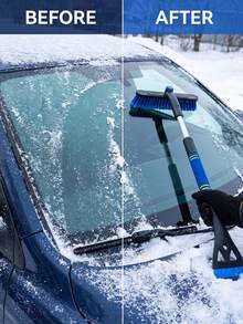 1set Snow Brush And Snow Shovel, 3‑In‑1 Detachable Extra‑Long Snow Removal Tool, Rotatable Brush Head, Paint Protection, Orange Comfort Grip Handle For Car Windshield, Fits Cars And Trucks - Multiple Styles - View 3