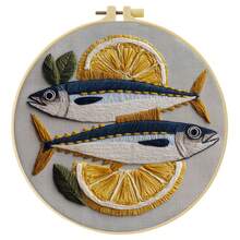 15*15cm/5.9*5.9in 20*20cm/7.9*7.9in,Sardines Embroidery Kit, DIY Handmade Embroidery Set For Adult Beginners, Home Gift, Women's Sewing Gift, Including User Manual, Printed Pattern Fabric, Embroidery Frame, Needle And Thread. - Sardines - View 16