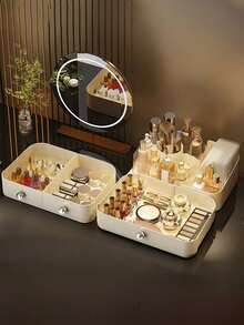1pc Rotating Desktop Drawer Cosmetic Storage Box, Dust-Proof Large Capacity Vanity Organizer, Can Store Lipstick And Skincare Products, Cosmetic Storage Box, Multi-Functional Skincare Storage Rack, Women's Gift, Christmas Gift, Perfect Gift For Women - Multicolor - View 9