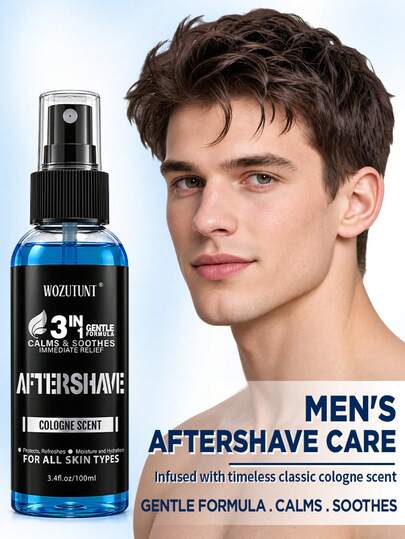 Semprotan After Shave Pria 3,4 fl. oz, Menenangkan dan Meredakan Kulit, Formula Segar, Melembapkan dan Menghidrasi, Meredakan Iritasi Setelah Bercukur, Pelembap Wajah Setelah Bercukur, Losion After Shave Pria, Parfum Pria Beraroma Cologne