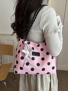 Student Casual Tote Bag Graffiti Pattern Commuter Shopping Bag - Pink - View 2