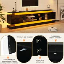 180 * 35 * 60 Cm TV Cabinet / Elegant, Simple TV Stand / With 2 Acrylic Doors / Multi-Part Storage System / Adjustable Shelves / Suitable For The Living Room - Black - View 7