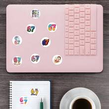 500pcs Six Seven Sticker Set, Cycling Theme Fashion Paper Stickers And Decals, Suitable For Scrapbooking, Journaling, Laptop, Skateboard, Helmet, Water Bottle, Car, Computer And More - one-size - View 3