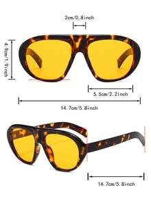 1 Pair Men's Retro Round Oversized Frame Street Style Travel Vacation Personalized Fashion Glasses - Multicolor - View 4