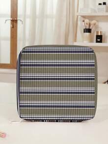 1pc Striped Printing Corduroy Multi-Compartment Storage Zipper Sanitary Napkin Pouch, Portable Travel Period Bag For Student ,Women - Multicolor - View 10