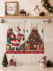 2PCS Kitchen Towel, Christmas Santa Claus & Christmas Tree Pattern Kitchen Towel Dish Cloth, American Vintage Style 40*60cm Rectangular Soft Microfiber Cleaning Kitchen Towel, Perfect For Kitchen, Dining Room And Bathroom Use, Kitchen Decor, Home Decor, Neighbor Housewarming Gift, Dish Cloth - Multicolor - View 5