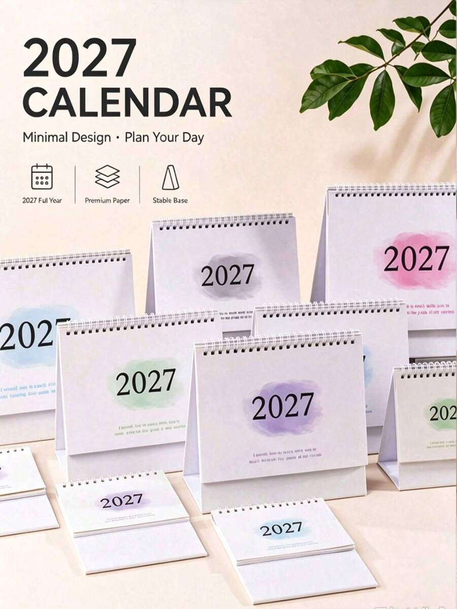 1 st 2027 bordskalender för kontorsskrivbord, vertikal blädderstil, för planering, organisering och daglig schemaläggning, flera färger tillgängliga för dekoration - A - Visa 1