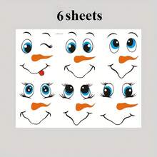 60pcs Snowman Face Stickers Set - Reusable PVC Fridge Magnets, Christmas Party Gifts And Home Decor | Multi-Color Options, Suitable For Christmas, Winter And New Year - Multicolor - View 4