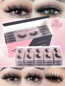 MAANGE 20 Pairs False Eyelashes Set, Mixed Styles, Create Multiple Makeup Effects, Cat Eye Lashes, Enlarge Eyes, Cartoon Spiky Lashes, Natural Thin, Voluminous Lashes, Curled, Individually Packaged, Portable, Suitable For Daily Wear, Makeup Beginners, Great Gift, Fake Eyelashes, Eyelashes - Cat Eye Lashes - View 2