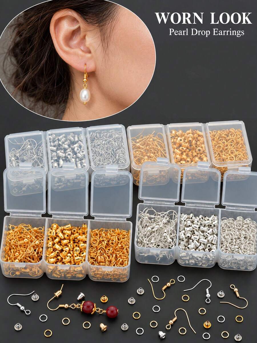 خطافات أقراط على شكل سمكة، إكسسوارات أقراط DIY، متوفرة 50 قطعة بأسلوب واحد أو مجموعة 250 قطعة، تشمل المجموعة خلفيات الأقراط وحلقات القفز، خطافات أقراط مع خرزات زنبركية وحلقات سفلية، مناسبة لصنع أقراط الخرز والأقراط المتدلية وأقراط المعلقات اليدوية - مشبك الأذن - مشاهدة 1