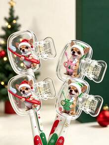 4pcs/1pc Christmas Themed Toothbrush Caps, Cartoon Santa Claus & Chihuahua Pattern, Portable Transparent Toothbrush Head Covers, Moisture-Proof & Dust-Proof, Suitable For Travel & Home Use, Perfect Christmas Gift - Multicolor - View 5