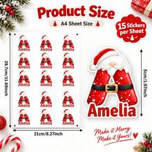 Custom Santa Hat Initial Christmas Stickers, Personalized A-Z Letter Name Gift Tags, Festive Santa Claus Design For Holiday Present Wrapping And Greeting Cards, Customized Xmas Envelope Seals, Customizable Name Labels For Gift Boxes And Party Favors - Style G - View 2