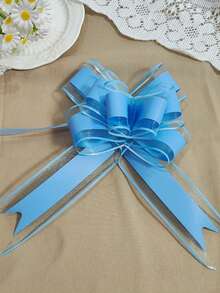10pcs/Pack Snowflake Organza Ribbon Bows, Gift Wrapping Ribbons, Colorful Ribbons For Holidays, Party, Wedding, Wedding Car - Blue - View 6