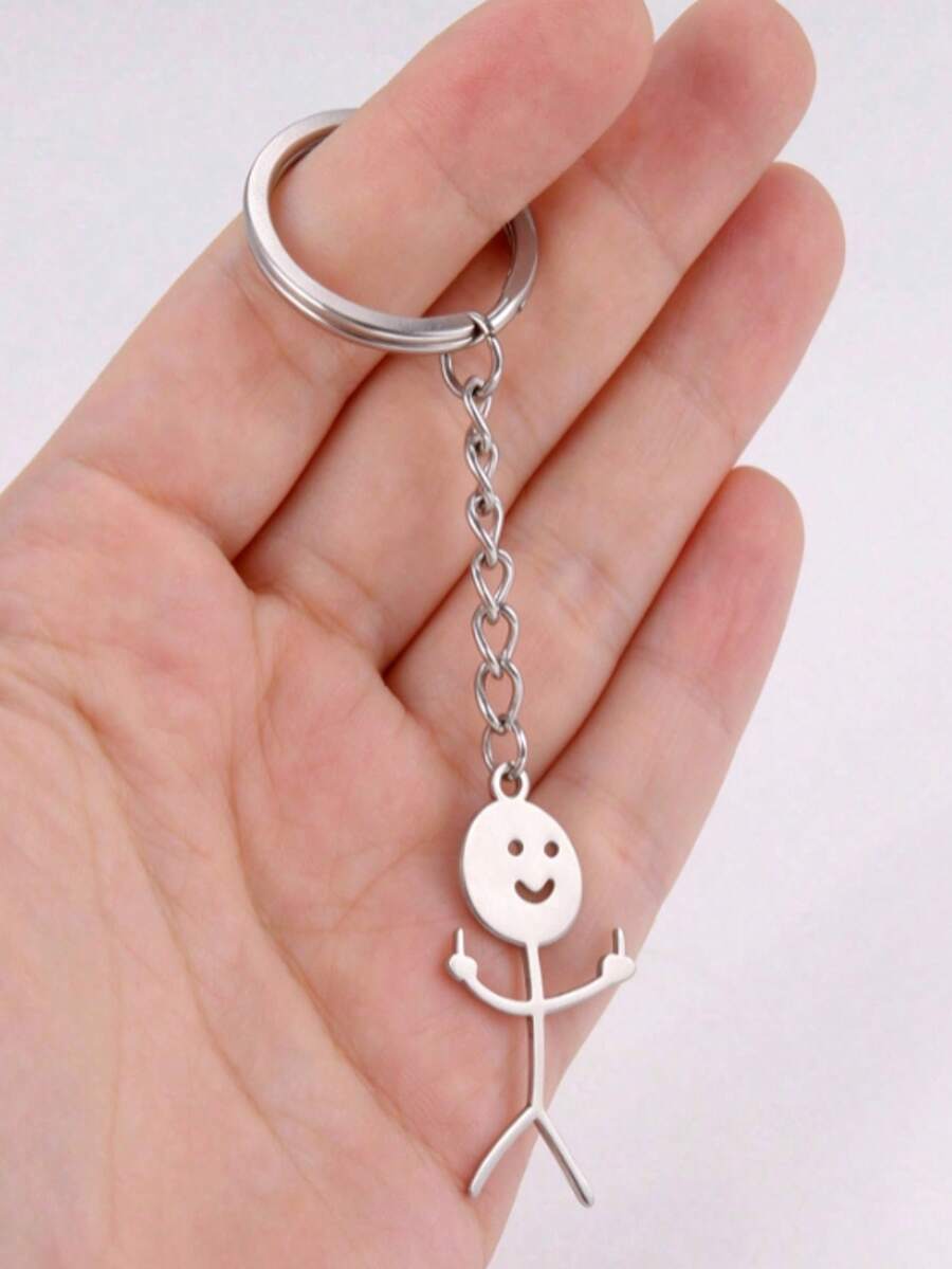 Fun Graffiti Stainless Steel Hand Gesture Keychain Pendant, Suitable For Bag And Car Accessory Decoration, Personalized Keychain - Multicolor - View 1