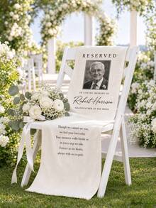 Custom Memorial Wedding Chair Back Banner, Personalized Reserved Seat Sign, Memorial Photo Tapestry, Bridal Gift For Grandfather - Multicolor - View 6
