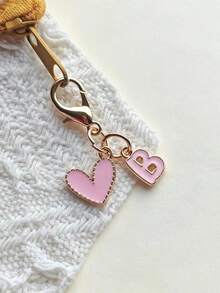 1pc Fashionable Two-In-One Letters + Pink Heart Keychain Exquisite And Cute Keychain For Bags And Wallets And Other Decorative Pendants Surprise Gifts - Multicolor - View 8
