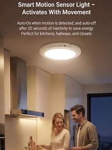 1pc Motion Activated Rechargeable Ceiling Light, Ultra Thin Wireless LED Human Sensor Lamp With Remote, 150° Wide Angle Detection Indoor Ceiling Lamp For Bedroom & Corridor - Ultra-thin Motion Sensor Ceiling Light - View 9