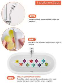 10/5Pcs Different Sizes Flower Bathtub Non-Slip Stickers Decoration - A - View 9