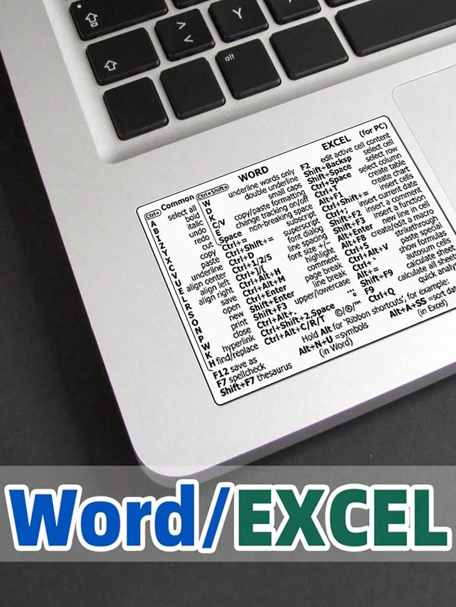 1pc/2pcs Laptop Windows/WORD Shortcut Key Stickers, Peel And Stick Without Cutting, Suitable For Daily Laptop Decoration - Keyboard Shortcut Stickers - View 1